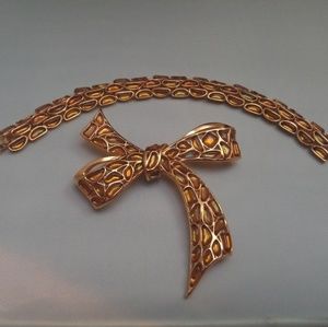 Crown Trifari Modern Mosaics Bow Brooch & Bracelet